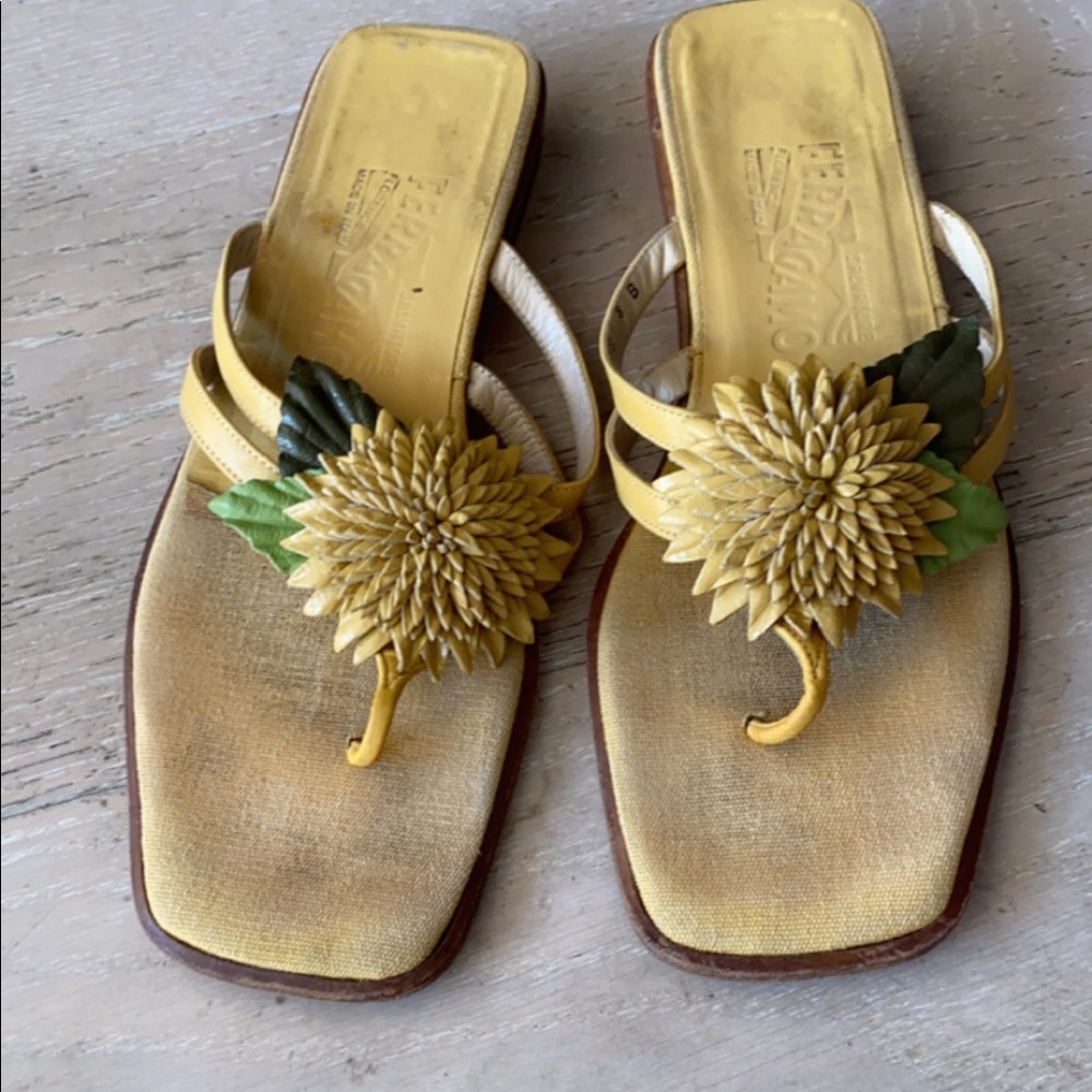 Salvatore Ferragamo Sunflower Thong Sandals